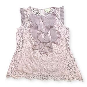 ECI NEW YORK Women’s Lilac Sleeveless Lace Ruffle Blouse Top Size 6